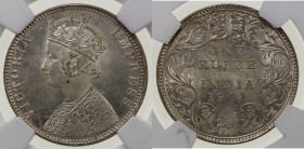 BRITISH INDIA: Victoria, Empress, 1876-1901, AR rupee, 1901-B, KM-492, type A bust, lustrous, NGC graded MS63.

Estimate: USD 100 - 120
