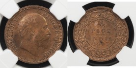 BRITISH INDIA: Edward VII, 1901-1910, AE ½ pice, 1903(c), KM-499, NGC graded MS63 RB.

Estimate: USD 40 - 60