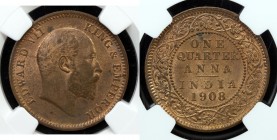 BRITISH INDIA: Edward VII, 1901-1910, AE ¼ anna, 1908(c), KM-502, NGC graded MS64 RB.

Estimate: USD 40 - 60