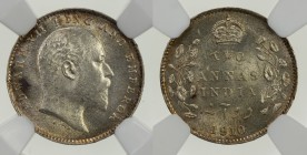 BRITISH INDIA: Edward VII, 1901-1910, AR 2 annas, 1910(c), KM-505, NGC graded MS63.

Estimate: USD 50 - 75