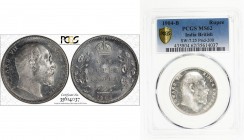 BRITISH INDIA: Edward VII, 1901-1910, AR rupee, 1904-B, KM-508, Prid-200, S&W 7.25, blast white luster, PCGS graded MS62.

Estimate: USD 45 - 55
