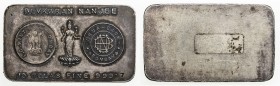 INDIA: Devkaran Nanjee, AR 10 tolas fine 999.7 (116.67g), ND (ca. 1950s), 54.5mm x 33mm x 7mm; Lakshmi standard, stamps of the I.G. Mint, Bombay and t...
