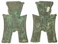 WARRING STATES: State of Zhao, 350-250 BC, AE spade money (5.05g), H-3.183, flat-handle square-foot spade type, an yang in archaic script, a pleasing ...