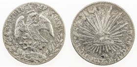 CHOPMARKED COINS: MEXICO: Republic, AR 8 reales, 1890-Ca, KM-377.2, assayer MM, with several small Chinese merchant chopmarks and 'sunburst' chopmark ...