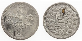 SINKIANG: Kuang Hsu, 1875-1908, AR 5 miscals, Kashgar, AH1320, Y-19a, L&M-705, ex-mount, testcut on reverse, Fine to VF.

Estimate: USD 50 - 75