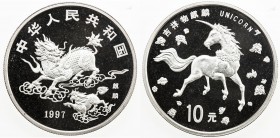 CHINA (PEOPLE'S REPUBLIC): AR 10 yuan, 1997, KM-1031, Eastern unicorn // Western unicorn, prooflike, Choice Unc.

Estimate: USD 45 - 55