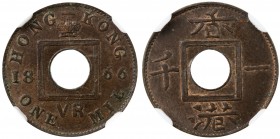 HONG KONG: Victoria, 1842-1901, AE mil, 1866, KM-3, Mars-C2, one-year type, traces of red luster, NGC graded MS63 BN.

Estimate: USD 100 - 120