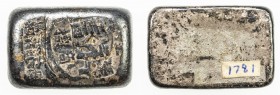 HONG KONG: AR ingot (30.26g), ND (circa 1960s), Xiangxin Gold Shop, silver troy ounce bar, stamped xiang xin jin qian shang biao (Xiangxin Gold Shop, ...
