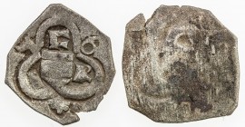 STYRIA: Friedrich V, 1439-1452, BI Pfennig (0.45g), Graz, [14]56, CNA-Fb5a, Levinson IV-2, shield in trefoil, F-R-I in each petal, flanked by the last...