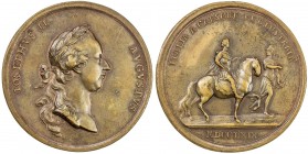 AUSTRIA: Joseph II, 1765-1790, AE medal (52.85g), 1769, Slg. Montenuevo-1996 (AR), Forrer III, 214, 49mm bronze medal for the Emperor's Journey to Ita...
