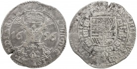 BRABANT: Philip IV, 1721-1765, AR patagon (27.37g), 1656, KM-53.1, Antwerp Mint issue, a few light obverse scratches, crude, edge defect, VF.

Estim...
