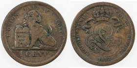 BELGIUM: Leopold I, 1831-1865, AE centime, 1832, KM-1.1, key date, Fine.

Estimate: USD 110 - 150