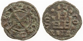 CRUSADERS: LATIN PRINCIPALITY OF ACHAIA: Guillaume II Villehardouin, 1246-1278, AE denier (0.76g), Corinth, CCS-3, G.P.ACCAIE around long cross // for...
