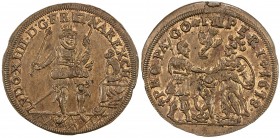 FRANCE: Louis XIII, 1610-1643, AE jeton (5.15g), 1618, Feuardent-12101, 28mm Nuremberg-made bronze jeton, Louis XIII standing facing holding scepter a...