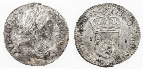 FRANCE: Louis XIV, 1643-1715, AR 1/12 ecu, 1659-M, KM-166.12, Toulouse Mint issue, light obverse scratches, blotchy toning, EF, RR. 

Estimate: USD ...