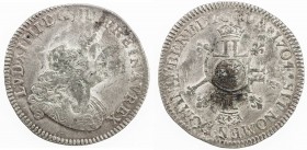 FRANCE: Louis XIV, 1643-1715, AR ½ ecu, 1704-A, KM-355.1, Paris Mint issue, restruck over earlier type, VF.

Estimate: USD 90 - 130