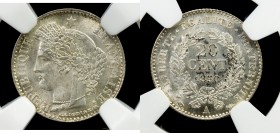 FRANCE: AR 20 centimes, 1850-A, KM-758.1, a superb example with bright white luster! NGC graded MS64.

Estimate: USD 75 - 100