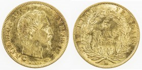 FRANCE: Napoleon III, 1852-1870, AV 5 francs, 1859-BB, KM-787.2, light hairlines, EF to About Unc.

Estimate: USD 100 - 150