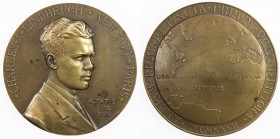 FRANCE: AE medal (153.2g), 1927, Wolf Coll. 185; MdP III, 330B, 68mm bronze medal for the first flight from New York to Paris by Lindbergh, by G. Prud...