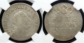 ANHALT-BERNBURG: Viktor II Friedrich, 1721-1765, AR 8 groschen, 1758, KM-42.2, NGC graded MS62.

Estimate: USD 100 - 150