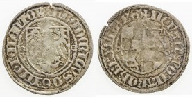 BRANDENBURG: Friedrich II, 1440-1470, AR groschen (2.35g), ND, Bahrfeldt-33, shield with eagle within inner circle with +FREDERICVS D G IMPI ELECTOR a...