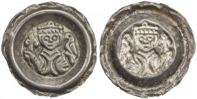 DONAUWÖRTH: Friedrich II, 1215-1250, AR bracteate (0.71g), Royal mint, Stein.-133, Gebh.-26, Berger-2677, crowned bust of the emperor facing, holding ...