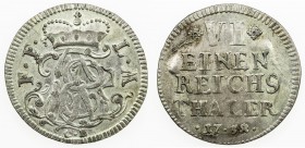 FULDA: Adalbert II von Walderdorf, 1757-1759, AR 1/6 thaler, 1758, KM-101, initials CB, a few "bubbles" under reverse surface, EF.

Estimate: USD 70...