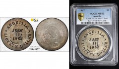 ANGUILLA: Provisional Government, AR liberty dollar, 1967, KM-X2, Referendum on Anguilla's Secession, counterstamped on Mexico silver 5 peso 1948, PCG...