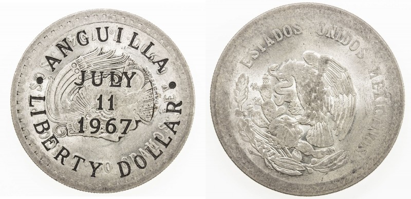 ANGUILLA: Provisional Government, AR liberty dollar, 1967, Bruce-X2, countermark...