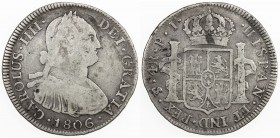 BOLIVIA: Carlos IV, 1788-1808, AR 4 reales, 1806-PTS, KM-72, assayer PJ, Fine to VF.

Estimate: USD 50 - 75