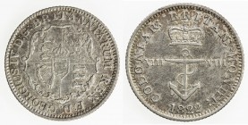 BRITISH WEST INDIES: George IV, 1820-1830, AR 1/8 dollar, 1822, KM-2, surface hairlines, EF.

Estimate: USD 75 - 100