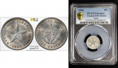 CUBA: Republic, AR 10 centavos, 1920, KM-A12, cleaned, PCGS graded Unc details.

Estimate: USD 40 - 60