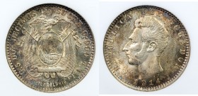 ECUADOR: Republic, AR 2 decimos, Philadelphia, 1914, KM-51.4, a lovely toned example! NGC graded MS64.

Estimate: USD 50 - 75