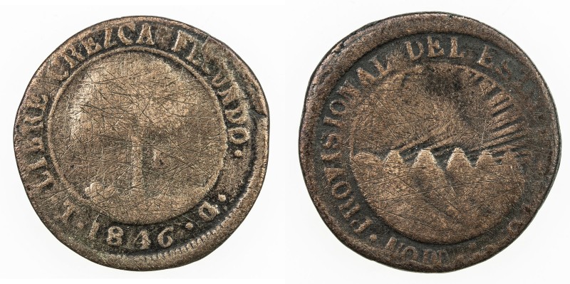 HONDURAS: State, BI real, 1846-T, KM-18b, assayer G, cleaned with many fine scra...