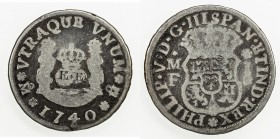 MEXICO: Felipe V, 1700-1746, AR real, 1740-Mo, KM-75, 'love token' with hand engraved E.E on globes, Very Good to Fine.

Estimate: USD 40 - 60