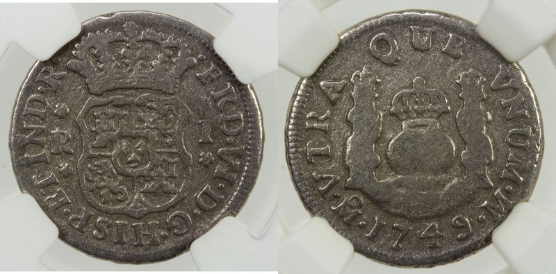 MEXICO: Fernando VI, 1746-1759, AR real, 1749-Mo, KM-76.1, assayer M, salvaged f...