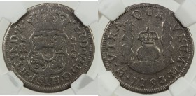 MEXICO: Fernando VI, 1746-1759, AR real, 1753-Mo, KM-76.1, assayer M, salvaged from El Cazador shipwreck, light oxidation, in NGC Genuine holder (no g...