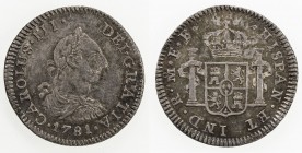 MEXICO: Carlos III, 1759-1788, AR ½ real, 1781-Mo, KM-69.2, light surface contact marks, attractive toning, About Unc.

Estimate: USD 40 - 60