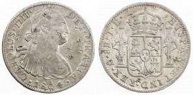 MEXICO: Carlos IV, 1788-1808, AR 8 reales, 1804-Mo, KM-109, assayer TH, several small chopmarks from various merchants, Fine to VF.

Estimate: USD 5...
