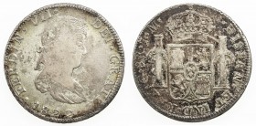 WORLDWIDE: Fernando VII, 1812-1822, AR 8 reales, Guanajuato, 1822-Go, KM-111.4, assayer JM, hints of obverse luster, peripheral toning, War of Indepen...