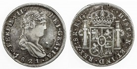 MEXICO: Fernando VII, 1808-1821, AR 8 reales, 1821-Zs, KM-111.5, assayer RG, lovely old toning, royalist issue near the end of War of Independence, bo...