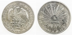 MEXICO: Republic, AR 8 reales, 1896-Cn, KM-377.3, hairlines, About Unc.

Estimate: USD 50 - 75