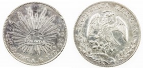 MEXICO: Republic, AR 8 reales, 1895-Mo, KM-377.10, assayer AB, two tiny chopmarks on reverse, EF to About Unc.

Estimate: USD 55 - 75
