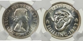 AUSTRALIA: Elizabeth II, 1952—, AR shilling, 1963, KM-59, brilliant luster, NGC graded Proof 66.

Estimate: USD 90 - 120