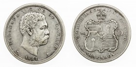 HAWAII: Kalakaua, 1874-1891, AR ½ dollar, 1883, KM-6, one-year type, VF.

Estimate: USD 100 - 120