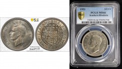 NEW ZEALAND: George VI, 1936-1952, halfcrown, 1951, KM-19, a wonderful lustrous example! PCGS graded MS66. Incorrect country name on PCGS label.

Es...