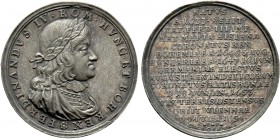RÖMISCH-DEUTSCHES REICH. Habsburg. Ferdinand IV (1653-1654). Silberne Suitenmedaille