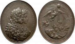 RÖMISCH-DEUTSCHES REICH. Habsburg. Leopold I (1657-1705). Auf die Krönung Josephs I zum Römischen König in Augsburg. Bronzemedaille (1690) von P. H. M...