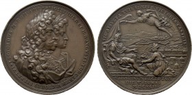 RÖMISCH-DEUTSCHES REICH. Habsburg. Leopold I (1657-1705). Auf die Einnahme von Grosswardein/ Oradea. Kupfermedaille (1692) von P. H. Müller