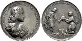 RÖMISCH-DEUTSCHES REICH. Habsburg. Joseph I (1705-1711). Auf seine Krönung zum ungarischen König in Pressburg. Silbermedaille (1687) von I. Kittel
